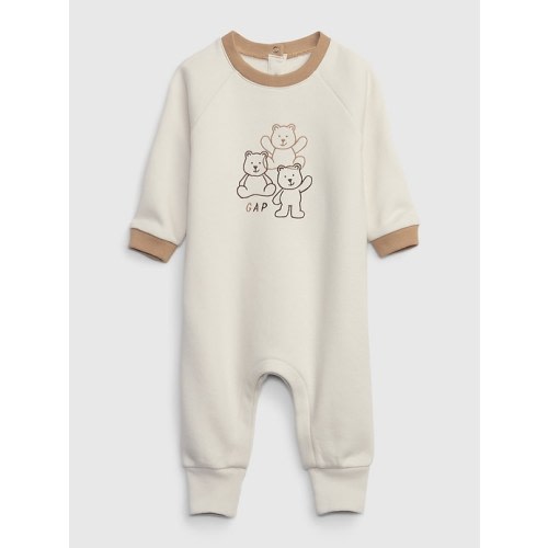 Baby Organic Cotton Graphic One-Piece in birch beige, size: 0-3 M