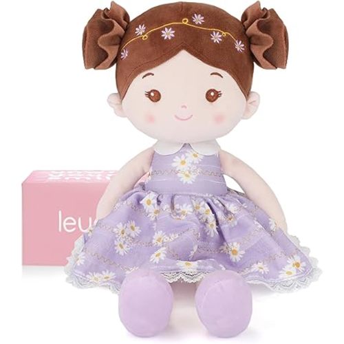 Soft Baby Doll Toys (16''), My First Baby Rag Doll for 1 Year-Old Girl Birthday Gift, Christmas Plush Toys Gift for Toddler Kids Infants-Daisy-Girl-Light-Purple