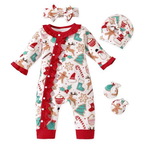 Aalizzwell Baby Girls Romper Outfit Fall Winter Clothes with Accessories