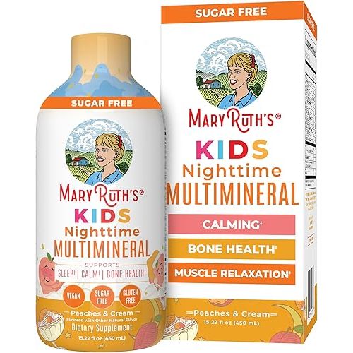 MaryRuth Organics Kids Liquid Nighttime Multimineral | Bone Health | Immune Function | Bedtime Supplement | Kids Vitamins | Magnesium | Vegan | Sugar Free | 30-180 Servings | 15.22 fl oz