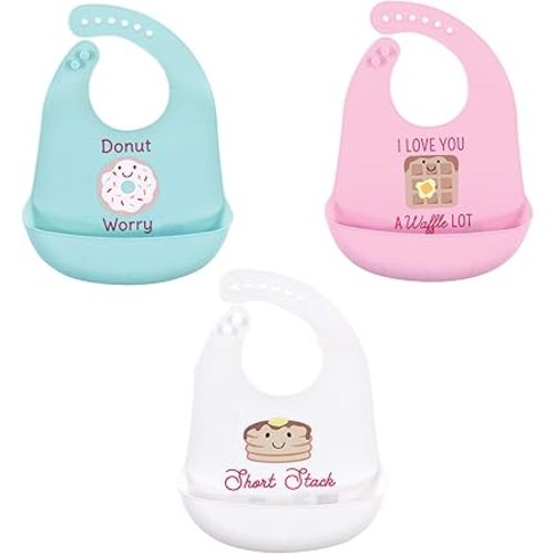 Hudson Baby Unisex Baby Silicone Bibs, Donut, One Size