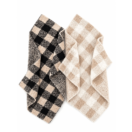 2-Pack Phufy® Bliss Mini Blanket, Pebble/Pebble Black Gingham
