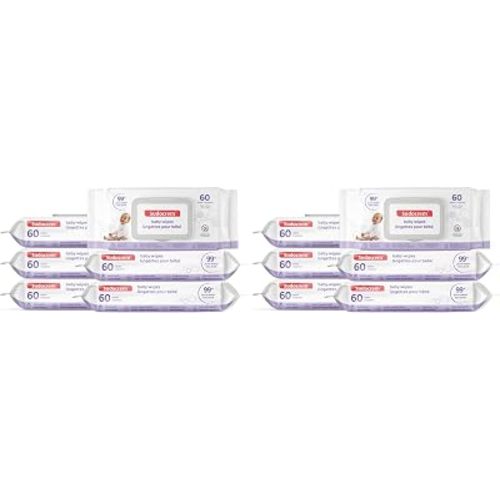 Sudocrem Pure Water Wipes 360 Count - Unscented, Hypoallergenic, Plant-Based Baby Wipes, 99% Water - Extra Strong and Ultra Soft (12 Packs of 60)