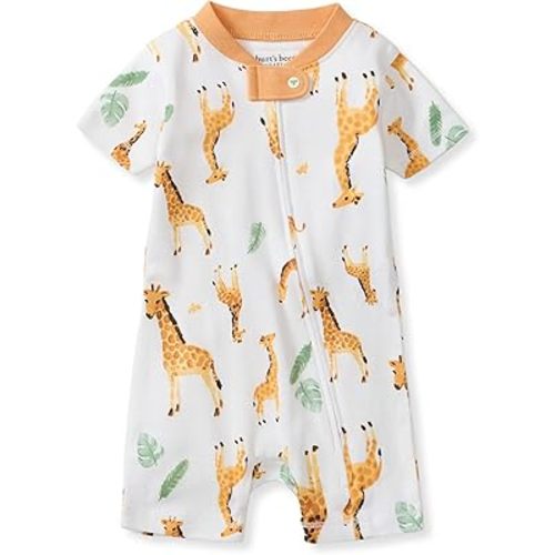 Burt's Bees Baby Short Sleeve Pajamas, One-piece Sleeper Romper Pjs, Snug Fit for Infants 3 to 24 Months