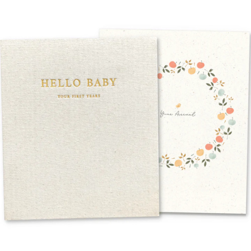 Baby Memory Book - First Year Keepsake - Linen Floral Milestone Book for Girls - Clementine | Peachly – Peachly USA