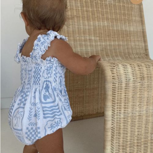 ESME ROMPER - BLUE/WHITE PRINT