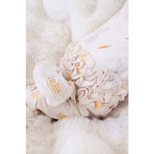 Sweet Peep Bamboo Waffle Ruffle Zipper Footie