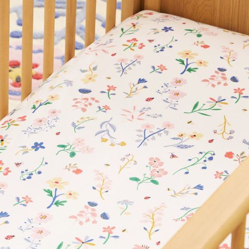 Little Garden Floral Crib Fitted Sheet - Organic Cotton