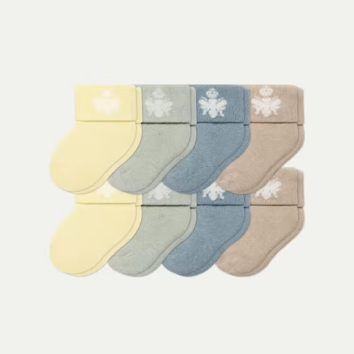 Bombas Baby Sock 8-Pack (0-6 Months), Yellow Fern Mix