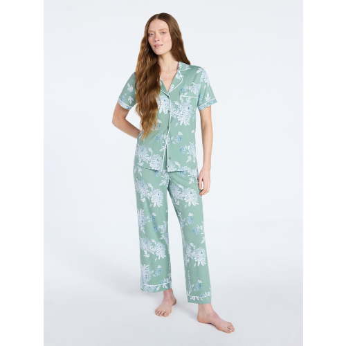 Joyspun Women's Dreamy Soft Collection Notch Collar Top and Capri Pants Pajama Set, 2-Piece, Sizes XS-3X