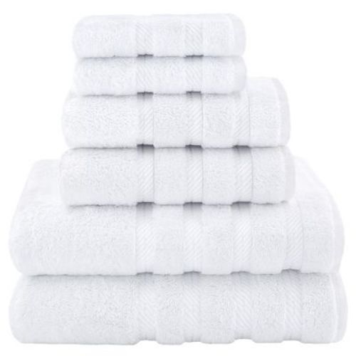 American Soft Linen Luxury Turkish 6 Piece Towel Set, 100% Cotton Soft Absorbent Bath Towels for Bathroom