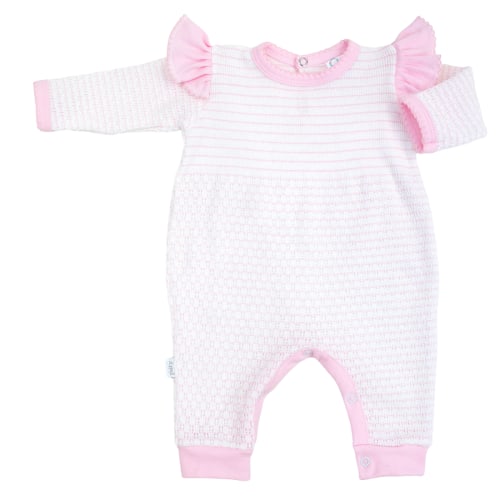 Paty Knit, Angel Sleeve Romper with Pima Trim #366LSASJ