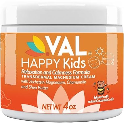 VAL Magnesium Cream for Kids | Relaxation for Daytime & Bedtime Routine | Gentle Zechstein Magnesium Chloride | Calm & Mood Support | with Chamomile, Shea Butter & Essential Oils | USA Made | 4oz