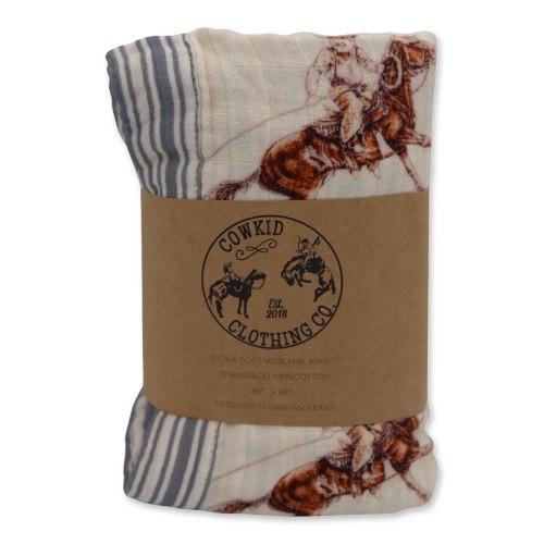 Vintage Beige Cowboy Christmas Bamboo Muslin Blanket – Cowkid Clothing Company