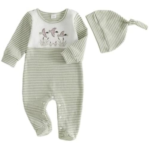 Bagilaanoe Newborn Baby Boy Footie Romper Jumpsuit Waffle Knit Outfit
