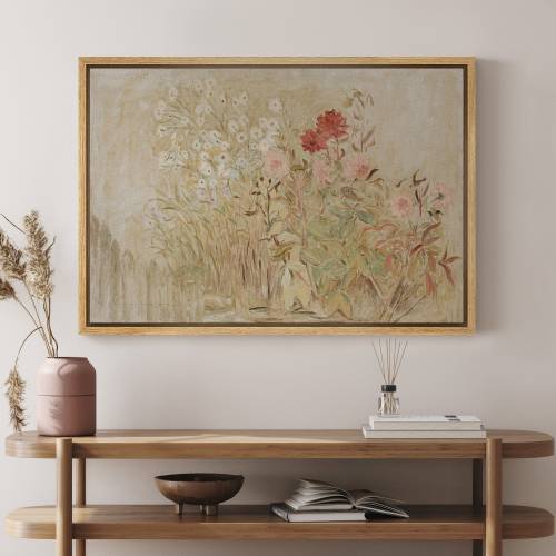 DustinWay Framed Canvas Print Wall Art Antique Wildflower Floral Botanical Print Vintage Art Modern Farmhouse Wall Decor
