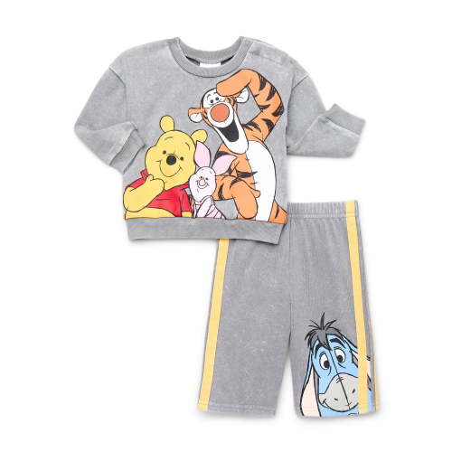Winnie the Pooh Baby Long Sleeve Graphic Crewneck Tee with Matching Pants, 2-Piece, Sizes 0/3M-24M