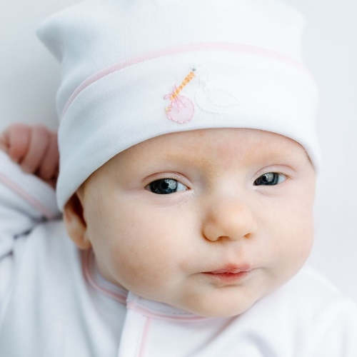 Vintage Stork Hat - Pink Newborn