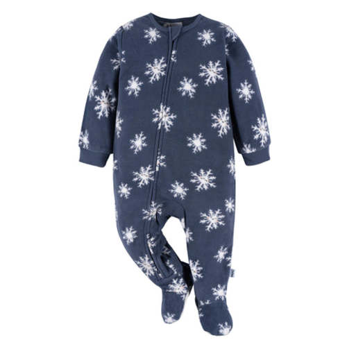 Baby Blue Snowflakes Footed Fleece Pajamas