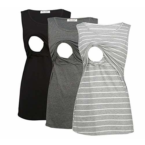 Bearsland Women's Sleeveless Maternity Nursing Tank Tops Breastfeeding Shirts