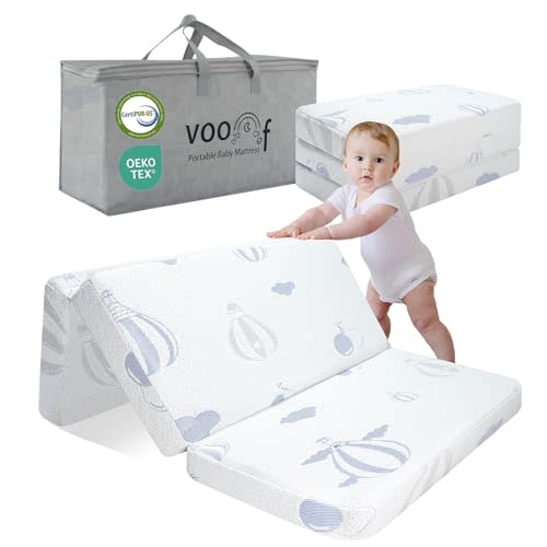 Trifold Pack and Play Mattress - 38"x26" Pack N Play Mattresses Pad with Breathable Removable Cover - High Density Foam Foldable Portable Baby Crib Mattress 2Inch