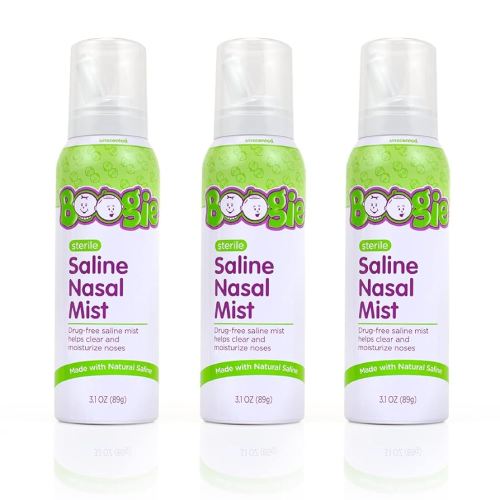 Boogie Baby Saline Nasal Spray Mist, Allergy Relief, Nasal Decongestant, FSA/HSA Eligible, Made with Natural Saline, Unscented, 3.1 Ounce (Pack of 3)