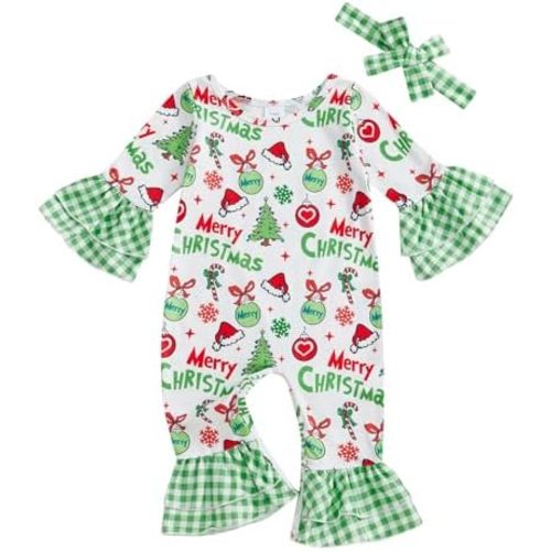 My First Christmas Baby Girl Outfit Newborn Merry Christmas Onesie Santa Hat Romper Jumpsuit Infant Xmas Clothes