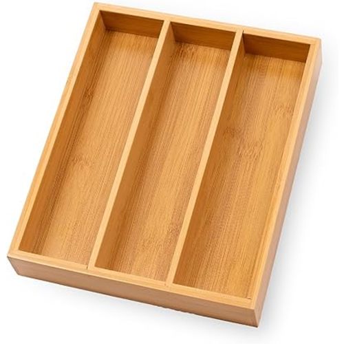 Fibogollo Silverware Organizer Bamboo Kitchen Drawer Organizer Kitchen Utensil Organizers, Flatware Organizer Tray for Flatware, Utensils(Natural)
