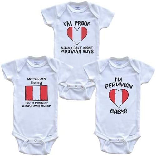 Dad is Peruvian Baby Bodysuits Funny Peru Flag 3 Piece Gift Set