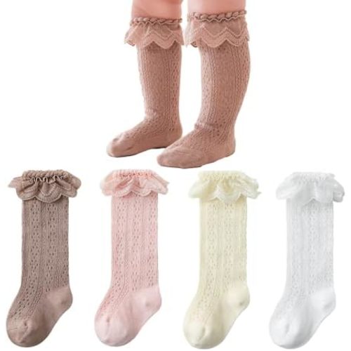 Baby Girls Knee High Socks Toddler Bow Mesh Long Stockings Infants Thin Socks For Spring Summer