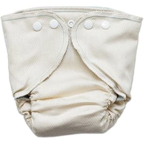 Osocozy Fitted Organic Diaper, 100% GOTS Certified Organic Cotton Birdseye Weave Fabric. Soft and Absorbent. Easy Snap Closures. Sewn in The USA. (Size: Medium 13-18 Lbs)
