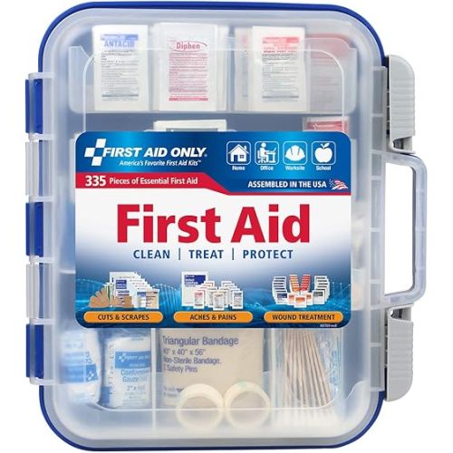 First Aid Only 91247 OSHA-Compliant First Aid Kit, All-Purpose 100-Person Emergency First Aid Kit for Business, Worksite, Home, and Car, 335 Pieces