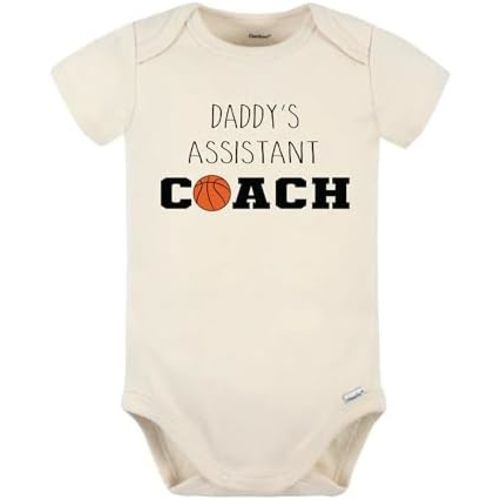 JGT Designs Daddy’s Assistant Coach Baby Onesie® – Basketball Infant Outfit – Funny Sports Baby Bodysuit