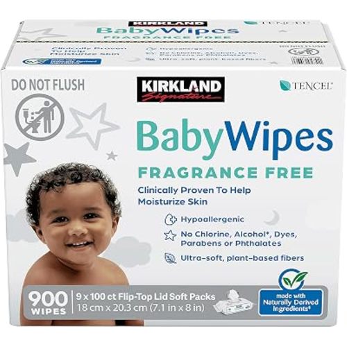 Kirkland Signature Baby Wipes wBMfyk, 13.8 Pound, (2 Box of 900 Wipes)