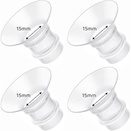 Flange Inserts 15mm Compatible with Medela/Spectra/TSRETE/Elvie/Momcozy/Bellababy Breast Pump 24mm Shields/Flanges, Reduce 24mm Nipple Tunnel Down to 15 mm, 4PCS