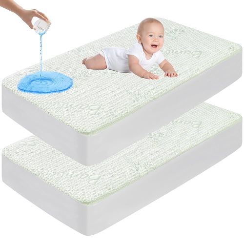 Amazon.com: GOONIK 2 Pack Waterproof Crib Mattress Protector, Bamboo Viscose Breathable Crib Mattress Pad Cover for Baby Mattress with 4-13 inches Deep Pocket : Home & Kitchen