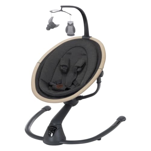 Maxi-Cosi Cassia Electric Baby Swing with Music - Classic Graphite | 360-Degree Seat Rotation, 5 Swing Speeds & 12 Melodies; Motion Sensor Activation & 2 Recline Positions