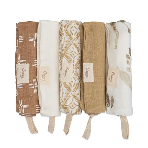 Crane Baby Wash Cloth Set, 100% Cotton Safari Animal Theme, Set of 5 Washcloths for Newborn, Muslin, Baby Registry Gift