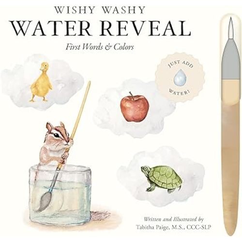 Wishy Washy (Water Reveal Edition): A Reusable Water Reveal Activity Book Teaching First Words and Colors (Tabitha Paige Children's Book Series) Spiral-bound – December 9, 2025