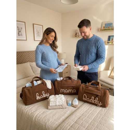 Matching Mama Baby Dad Bags - Newborn Hospital Bag Checklist Organiser - Baby Family Bag Set -Pregnancy Maternity Birth Mommy Daddy Duffle