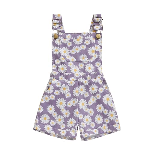 Ayalinggo Toddler Baby Girl Sunflower Print Overalls Shorts with Pocket Suspender Trousers Cute Summer Clothing Outfit