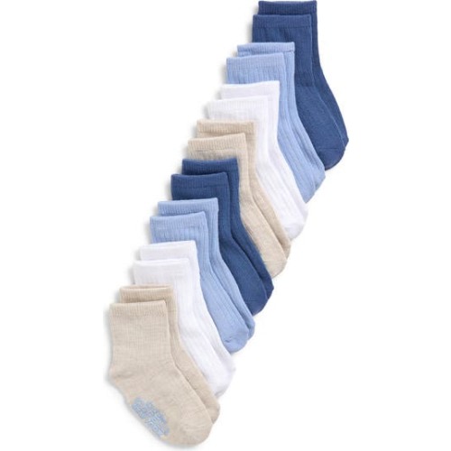 Assorted 8-Pack Rib Grippy Crew Socks, 12-24M