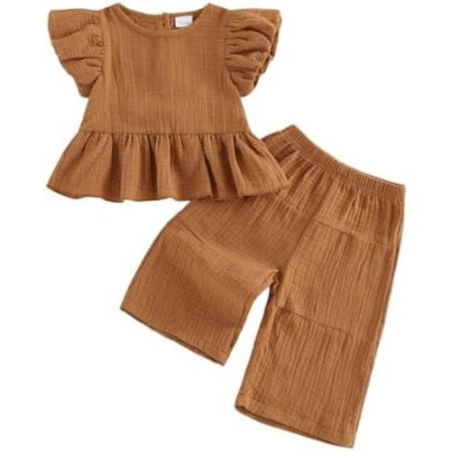 Kaipiclos Infant Baby Toddler Girl Clothes Daisy Linen Outfits Bows Shirts Long Pants 6 12 18 24 Months 3T 4T Girls Clothing