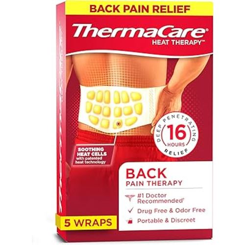 ThermaCare Advanced Back & Hip HeatWraps - Adhesive, Disposable Heat Therapy Pads for Lower Back Pain, Muscle Aches, & Herniated Disc Relief - Drug-Free - Long-Lasting - (L-XL - Pack of 5)