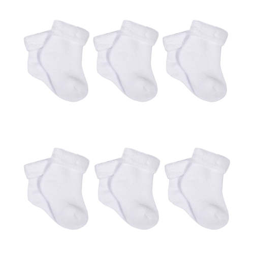 6-Pack Organic Baby Neutral White Wiggle-Proof™ Ankle Bootie Socks