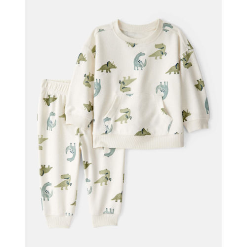 Baby Boy Dinosaur French Terry Long-Sleeve Tee & Pant Set - Ivory - Carter's | 18M