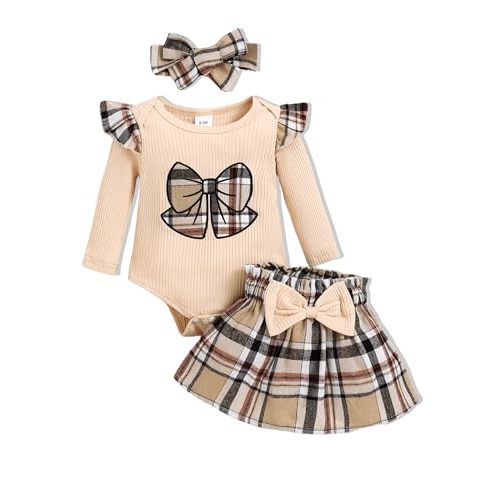 PaPaai Sara Newborn Infant Clothes Baby Girl Dress Summer Toddler Outfit Cute Girl Romper Skirt Set+Headband