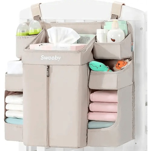 Sweeby Diaper Organizer for Changing Table and Crib - Nursery Diaper Stacker Hanging Caddy for Baby Essentials