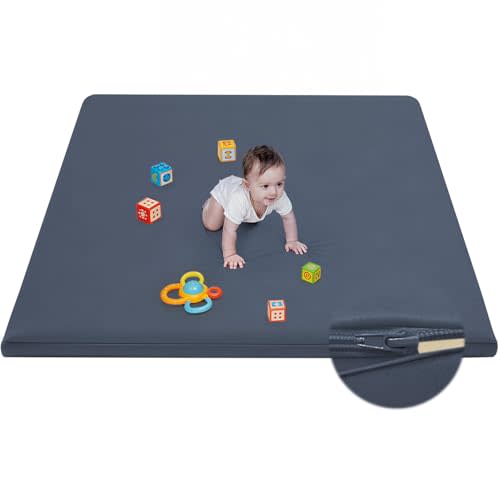 Waterproof Baby Play Mat for Floor Memory Foam 50 * 50 Cushion Playpen Playmat Tummy Time Crawling Mat Nursery Rug Thick Pad Create Soft & Safe Area for Infants,Toddler,Kids,Navy