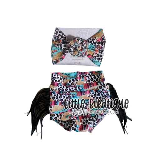 Leopard Serape Western Cowgirl Bow Nylon Clip Piggies Headwrap Top Knot Messy Wrap Rose Knot Bummies Bell Bottoms Fringe Add-on Availab